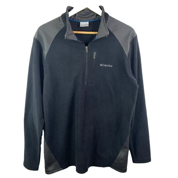 Columbia Pullover Mens Large Elevator Shaft Hybrid 1/2 Zip Black Long Sleeve - Picture 1 of 3